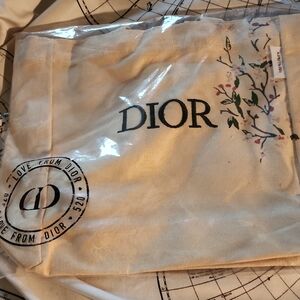 Dior Canvas Tote Bag with Floral Design